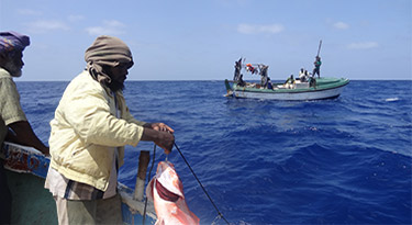 small fishing boat at sea